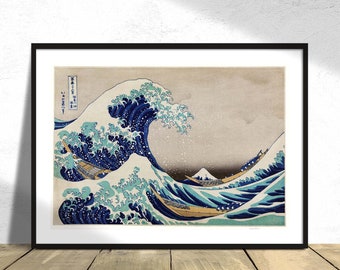 The Great Wave off Kanagawa - Hokusai Katsushika | Ukiyo-e Poster, Vintage Print, Reproduction, Retro Art,  Japanese Nature, Gift, Japan A4
