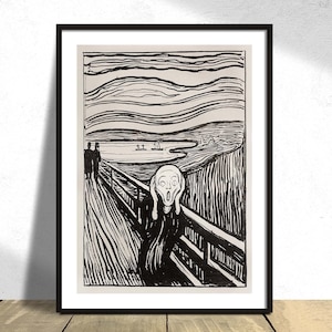 The Scream - Edvard Munch | Famous Art, Abstract Art, Poster Reproduction, Old Illustration,  Vindage Print, Gift Idea