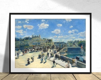 ポンヌフ パリ ルノワール 版画 - フランス印象派の都市芸術、夏の風景