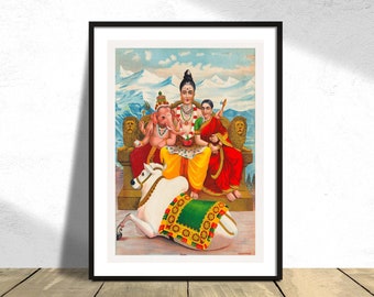 Shri Shankara Shiva | Plakat hinduistyczny, plakat hinduskich bogiń, plakat buddyjski, sztuka ścienna zen, reprodukcja dec, pomysł na prezent, medytacja, vintage