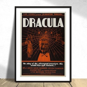 Drácula - cartel de película / cartel publicitario, reproducción impresa, ilustración antigua, decoración vintage, película de terror clásica, Bela Lugosi, miedo