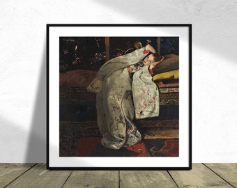 Girl in a White Kimono - George Hendrik Breitner I Square Print, Square Poster, Dutch art, Vintage Style, Retro Poster, Japanese style, 8x8