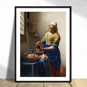 The Milkmaid - Johannes Vermeer | Vintage Poster, Poster Reproduction, Old Illustration, Baroque Art, Dutch Art, Dutch Golden Age,Wall Decor