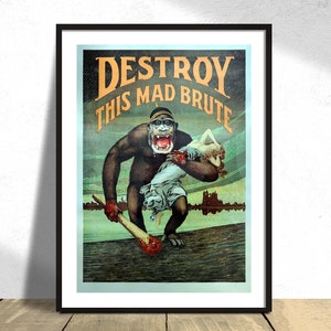 Zerstöre diesen verrückten Brute Enlist - U.S. Army - Harry R. Hopps | USA Kunst, Vintage Print, Werbedruck, Werbedruck, Heeresposter, WWI