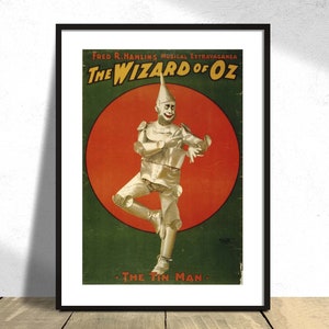 El espectáculo musical de Fred R. Hamlin, El mago de Oz - Cartel vintage, Cartel retro, Publicidad antigua, Dec colorido, Cartel de hombre de hojalata,