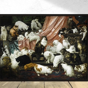 Die Liebenden meiner Frau - Carl Kahler | Katzenliebhaber Kunstdruck, Poster Reproduktion, Retro Druck, altes Dekor, Realismus in der Kunst, Katzen Poster, Vintage Katze