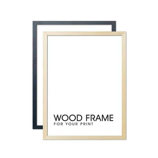 Cadre en bois simple de base pour la photographie d'affiche. Disponible en 4 couleurs : naturel, noir, noyer, blanc. A3 A4 11x14 18x24 24x36 15x21 30x40 30x30 50x70