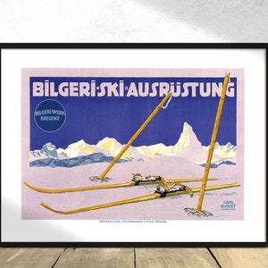 Bilgeri Ski Ausrüstung - Carl Kunst I Travel Print, Ski Poster, Winter Sports, Vintage Poster, Werbeplakat, Österreich Vintage Skiing