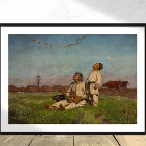 Cigüeñas - Jozef Chelmonski / Bird Poster, Realism Art Dec, Impresión de reproducción, Cartel vintage, Realismo mágico, Impresión de pintura realista, 5x7