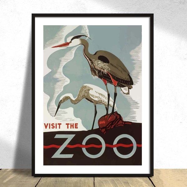 Visit the ZOO Poster | Advertising Poster, Classroom Art, Nursery Decor, Kids Room Decor, ZOO Poster, Animal Print, Birds Poster, Gigt Idea