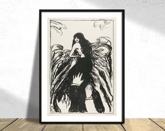 The Hands - Edvard Munch | Poster Reproduction, Old Illustration, Vintage Print, Gift Idea, Expressionism Work Nude Exhibition Black & White