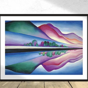 Reflejo del lago George - Georgia O'Keeffe / Póster de arte estadounidense, impresión de arte moderno, paisaje natural, impresión retro, póster vintage, decoración artística