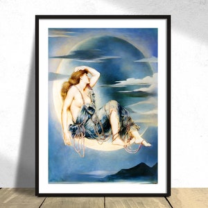 Luna - Evelyn De Morgan I British Art, Geschenkidee, Vintage Poster, Wanddez, Berühmter Kunstdruck