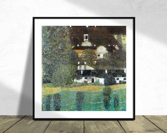 Schloss Kammer am Attersee II - Gustav Klimt | Kwadratowy wydruk, Kwadratowy plakat, Wystawa w stylu vintage, Reprodukcja dekalogu, Pomysł na prezent na parapetówkę