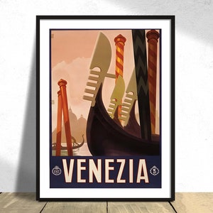 Venezia Travel Poster I Travel Print, Gift Idea, Wall Dec, Italian Retro Print, Italy Poster, Italian Gondola, Venice Poster, Vintage Art