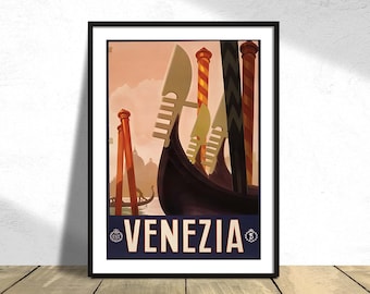 Venezia Travel Poster I Travel Print, Gift Idea, Wall Dec, Italian Retro Print, Italy Poster, Italian Gondola, Venice Poster, Vintage Art