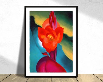Red Canna - Georgia O'Keeffe / American Art Poster, Stampa d'arte moderna, Stampa retrò, Poster vintage, Arredamento d'arte, Poster astratto, Galleria d'arte