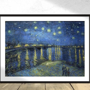 Sternennacht über der Rhone - Vincent Van Gogh | Vintage Print, Poster Reproduktion, alte Illustration, Post-Impressionismus Moderne Kunst Berühmt