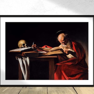 Hieronymus Schrift - Caravaggio | Barock Kunstdruck, Reproduktion Print, alte Illustration, Vintage Kunst Poster, Galerie Wandkunst, Dekor A3