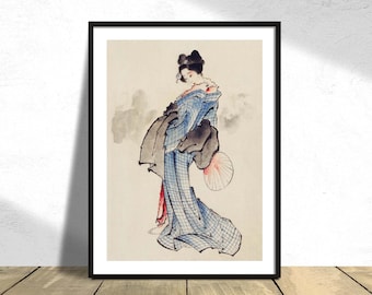 Woman Full-Length - Katsushika Hokusai | Japanese Art, Vintage Outfit, Poster Reproduction, Retro Print, Asian Decor, Kimono, Geisha