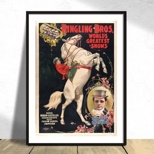 Ringling Bros. World's Greatest Shows - Madam Ada Castello I Vintage Poster, Retro Zirkus, Alte Werbung, Zirkus Poster, Tanzende Pferde