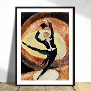 En Vaudeville Bailarín acrobático masculino con sombrero de copa - Charles Demuth / Modernismo estadounidense, estilo Art Nouveau, reproducción retro vintage Póster