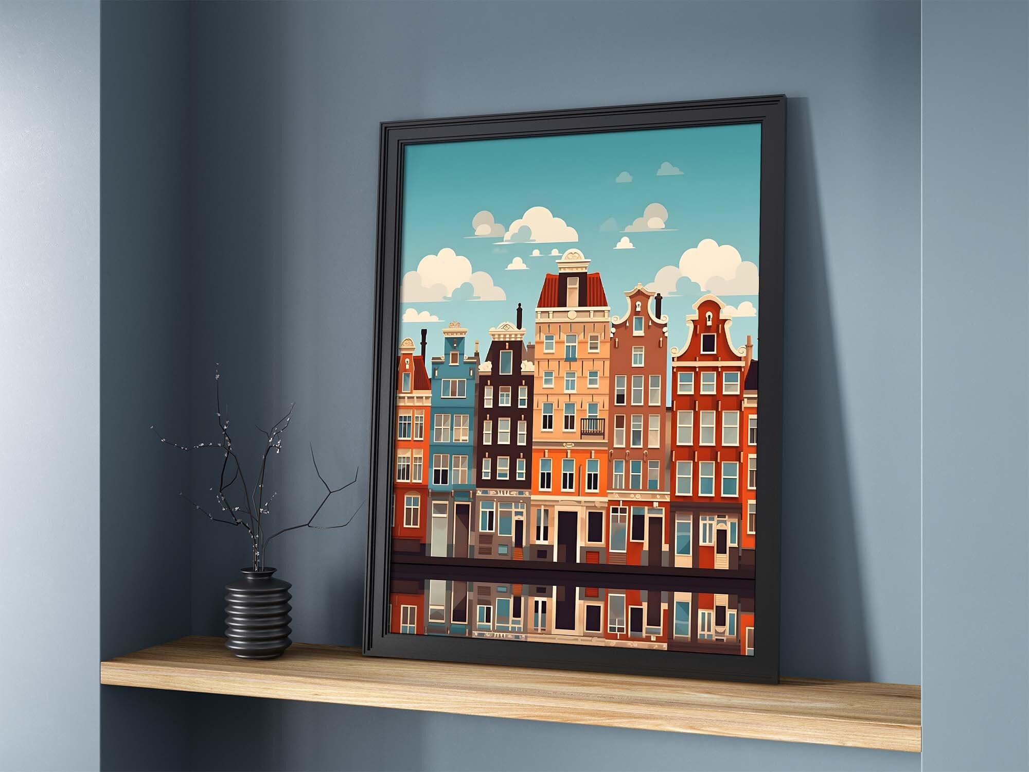 Amsterdam Houses | Graphic Art, Amterdam Poster, Colourful Print ...