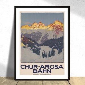 Chur-Arosa Bahn - Emil Cardinaux I Travel Print, Geschenk Idee, Wall Dec, Schweiz Retro Print, Vintage Poster, Berge, Werbeplakat