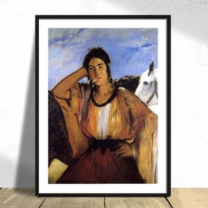 Gitana con cigarrillo - Edouard Manet / Realismo francés, Arte vintage, Reproducción de carteles, Impresión retro, Decoración antigua francesa, Retrato de mujer, A3