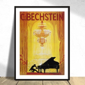 C. Bechstein | Musik Poster, Theater Bühne, Klavier Konzert Druck, Show, Vintage Werbeplakat, Retro Dekor, Instrument Poster