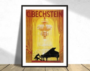 C. Bechstein | Music Poster, Theater Stage, Piano Concert Print, Show, Vintage Advertising Poster, Retro Decor, Instrument Poster