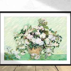 Rosas - Vincent Van Gogh / Impresión vintage, Reproducción de carteles, Postimpresionismo, Arte de bodegones, Cartel de flores, Estampado floral, Ramo