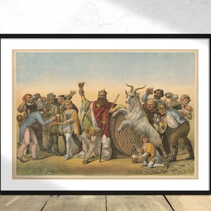 Bock Bier - Premium Bock Bier | Bier Werbung, Jugendstil, Vintage Poster, Print Reproduktion, alte Illustration, Männer Print, Geschenkidee