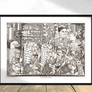 Delighted Gouda - Jan Toorop | Classic Art, Nouveau Poster, Reproduction Print, Retro Gift Idea, Wall Decor Dutch, Vintage Wedding, B&W Dec