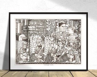 Delighted Gouda - Jan Toorop | Classic Art, Nouveau Poster, Reproduction Print, Retro Gift Idea, Wall Decor Dutch, Vintage Wedding, B&W Dec