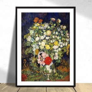 Ramo de flores en un jarrón - Vincent Van Gogh/ Cartel vintage, Reproducción de carteles, Cartel de flores, Ilustración antigua, Estampado floral