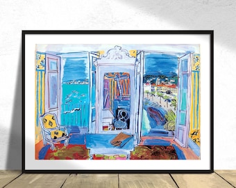 Window opening on Nice - Raoul Dufy | Wall Decor Art Poster, Vintage Print, Poster Reproduction, Wall Decor Print, Art Exhibit Poster, 8x10