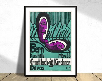 Bern Kunsthalle, March 33 - Ernst Ludwig Kirchner | German Expressionism Print, 20th Century German, Poster Reproduction,  Abstract Decor A4