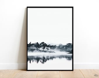 Lake Miminal Printed Poster Wallposter Posters Wallgallery Art Print Decoration Water Black White Posters 50x70 70x100 30x40 A3 A4