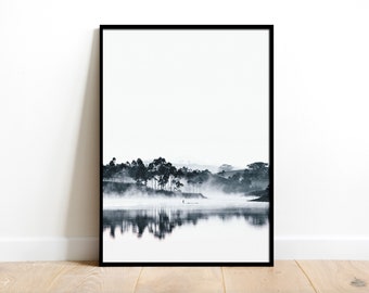 Lake Miminal Printed Poster Wallposter Posters Wallgallery Art Print Decoration Water Black White Posters 50x70 70x100 30x40 A3 A4