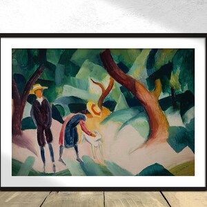 Kinder mit Ziege - August Macke | Vintage Ausstellung Kunst, Kinder Illustration,Reproduktion Print,Retro Poster,Deutscher Expressionismus Print