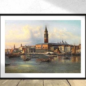 Palazzo Ducale - Giovanni Grubacs I Vintage Poster, Gift Idea, Venetian Gondola, Canal Poster