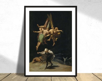 Witches - Francisco Goya | Classic Art, Reproduction Print, Retro Poster, Home Decor, Halloween Art, Witch Poster, Horror Art, Occult Poster