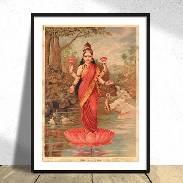 Lakshmi India-poster | Hindoeïsme Poster, Indische Godin, Boeddhistische Poster, Zen Wall Art, Reproductie Dec, Cadeau Idee, Face Prints, Meditatie