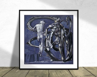 Perseus and Andromeda-Sir Edward Burne–Jones I  Square Print, Square Poster, Retro Poster, Historical Painting, Mythological Art,Greek Myth