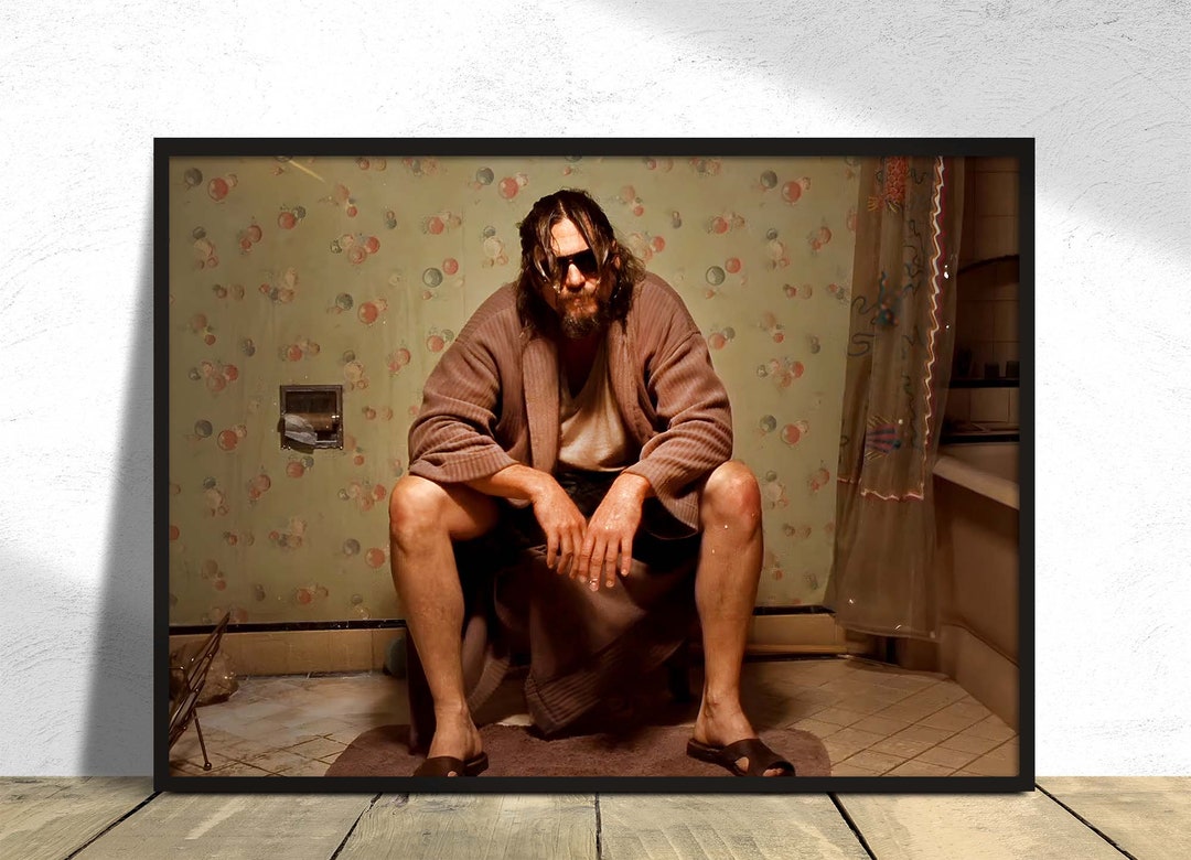 Big Lebowski the Dude Poster Bathroom Scene Colorful Etsy