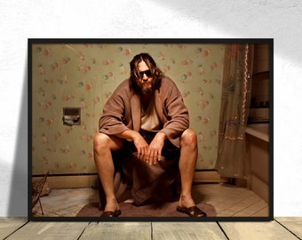 Big Lebowski - The Dude Poster Badezimmer Szene - Buntes Poster - Lustige Toiletten Szene Druck Wandkunst Jeff Lebowski Matt Bridges