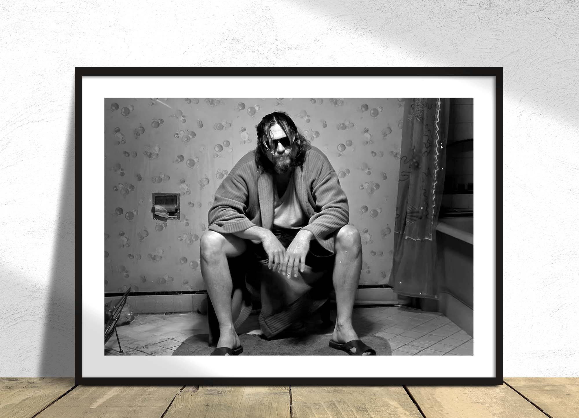 Big Lebowski the Dude Poster B&W Bathroom Scene Black and Etsy UK