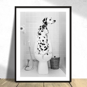 Bathroom Funny Dog - Pet Poster, Dog Decor, Bathroom Poster, Fine Art Dog, Dog lover gift, Toilet Dog Print, Funny Gifts, Dog in Toilet, WC