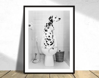 Bathroom Funny Dog - Pet Poster, Dog Decor, Bathroom Poster, Fine Art Dog, Dog lover gift, Toilet Dog Print, Funny Gifts, Dog in Toilet, WC
